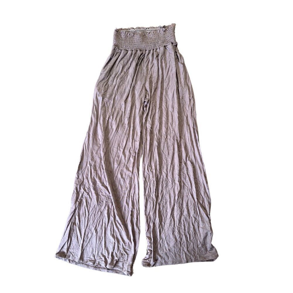 Brown Lightweight Stretchy Pull On Wide Leg Lounge Pants
